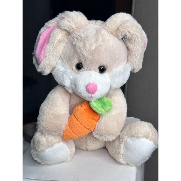 Animal Adventure Other - Animal Adventure Easter Bunny Rabbit Holding Carrot Tan 8” Stuffed Animal Plush